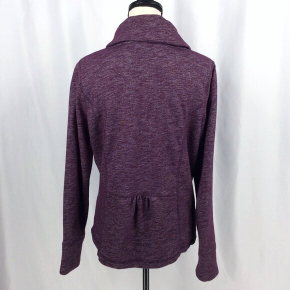 Eddie Bauer Cowl Neck Asymmetrical Open Sweatshirt Womens Size Large Mulberry - Picture 3 of 8